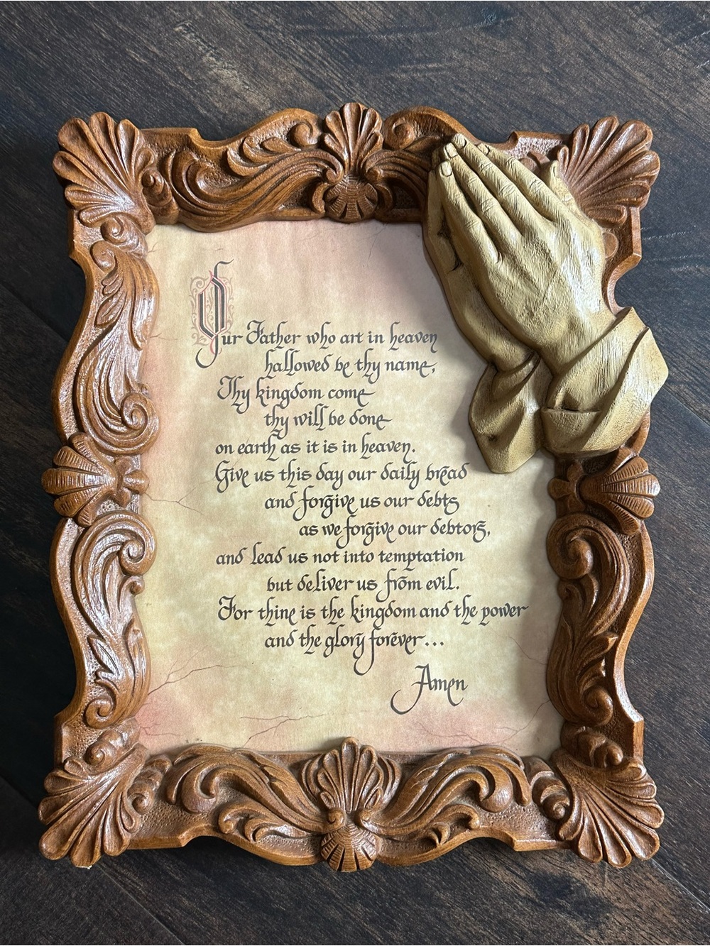 Praying Hands Wall Plaque with Lord's Prayer - HOMCO 60’s-70’s